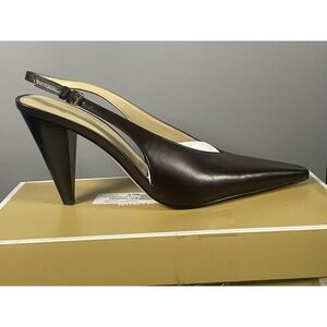 Michael Kors Shoes Womens Size 8 Brown Electra Sling Pump Leather Cone Heel